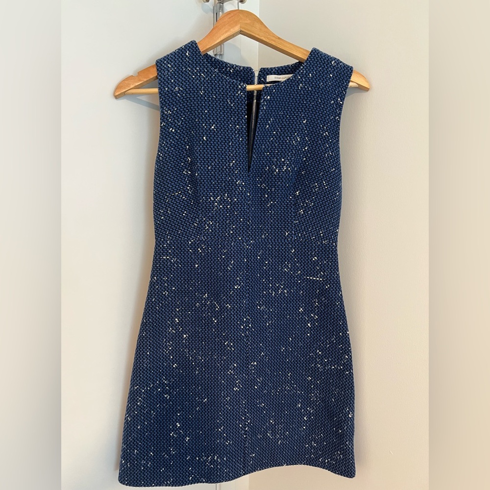 Diane Von Furstenberg Navy Textured Midi Dress